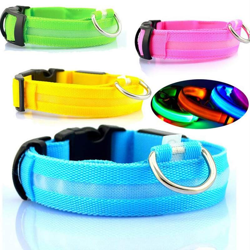 Nylon LED Pet Dog Luminous Collar Night Safety Flashing Glow In Dark Dog Cat Leash Adjustable Pet Supplies
