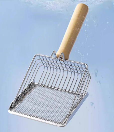 Stainless Steel Two-in-one Fine Metal Cat Litter And Tofu Sand Scoop Large Size detail photo 6