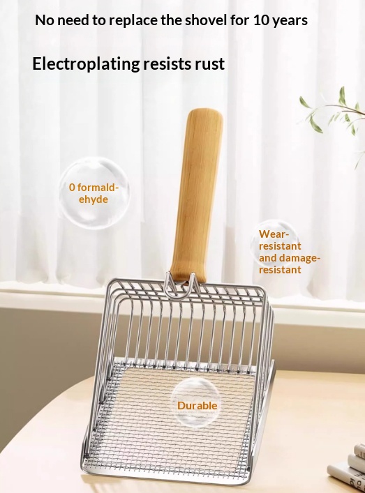 Stainless Steel Two-in-one Fine Metal Cat Litter And Tofu Sand Scoop Large Size detail photo 5