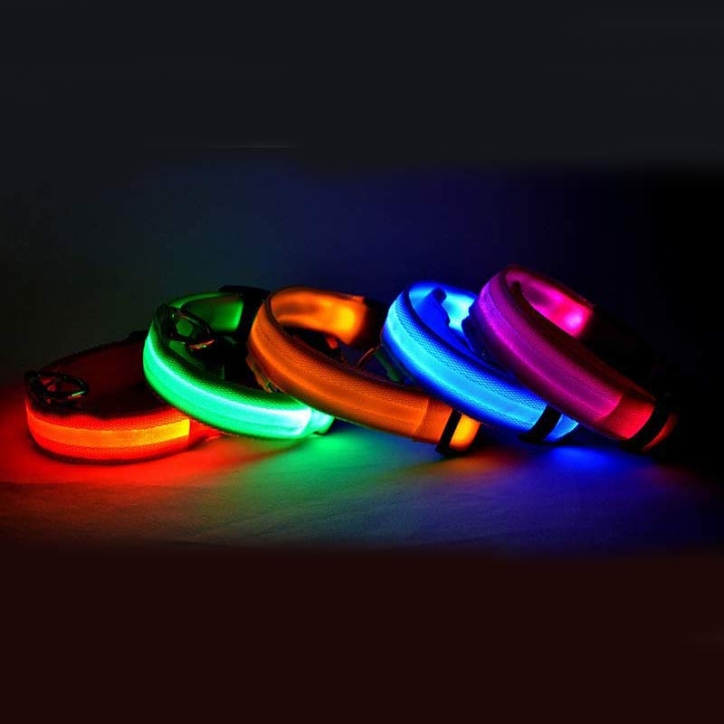 Nylon LED Pet Dog Luminous Collar Night Safety Flashing Glow In Dark Dog Cat Leash Adjustable Pet Supplies alternate view