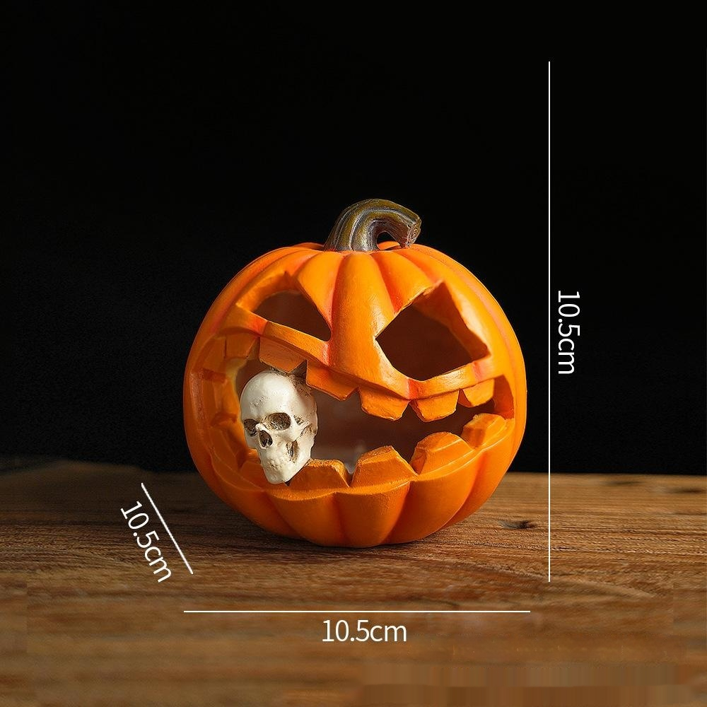 Resin ornament halloween decoration (pumpkin eating skull)