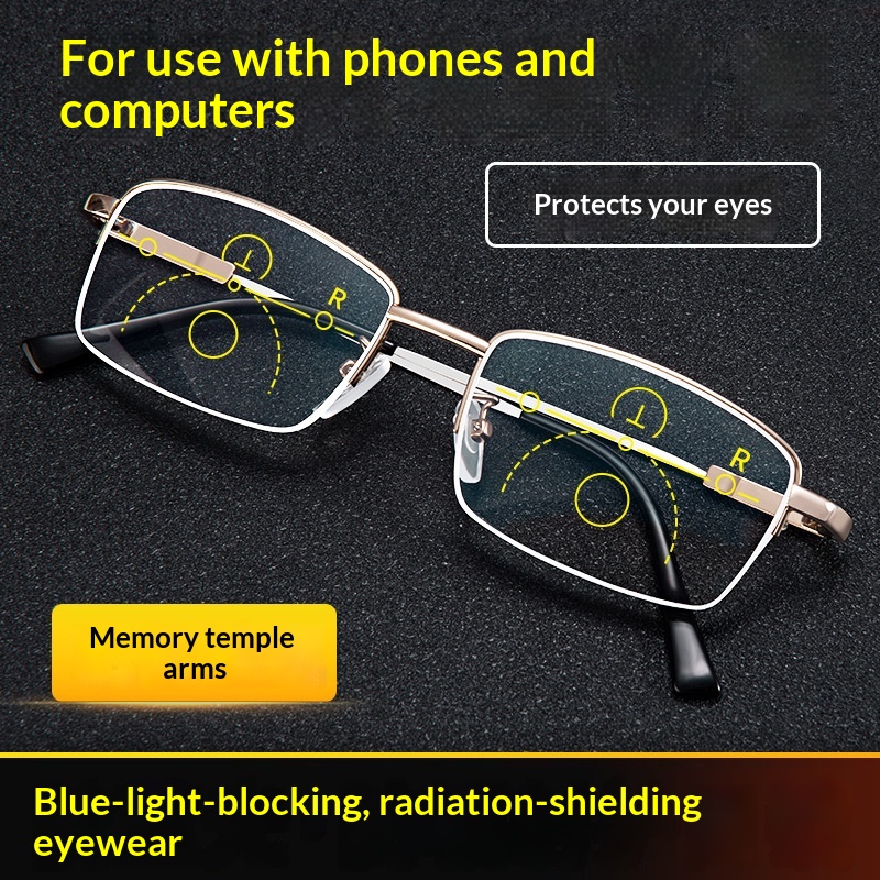 Unisex Smart Zoom Multifunctional Reading Glasses With Blue-light Protection
