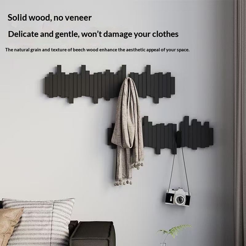 Drill-free Solid Wood Hook Steel Coat Rack For The Entryway