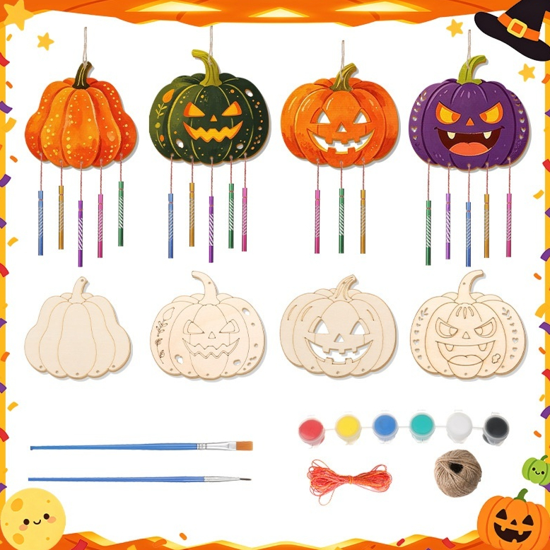 Wooden Pumpkin Wind Chime Kit