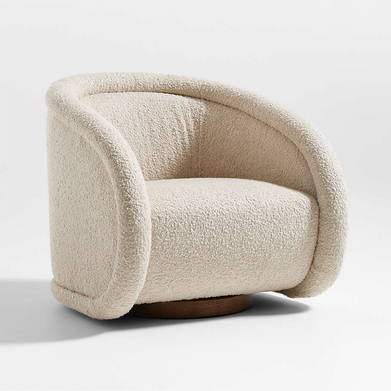 French-style Vintage Fabric Swivel Sofa Chair