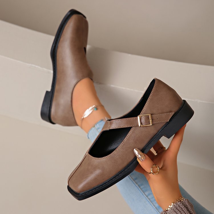 Square-Toe Low-Cut Flats, picture 2 of 6
