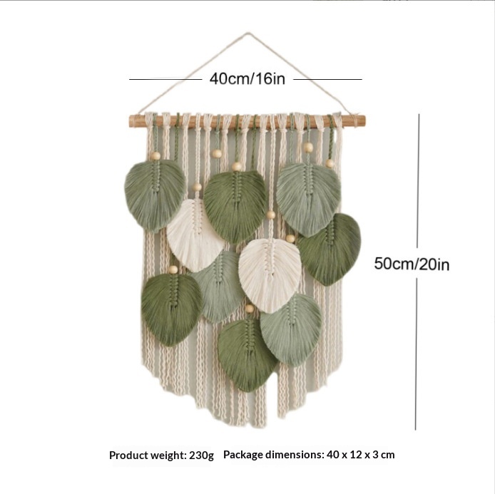 Handwoven Leaf Wall Hanging Tapestry, picture 4 of 5