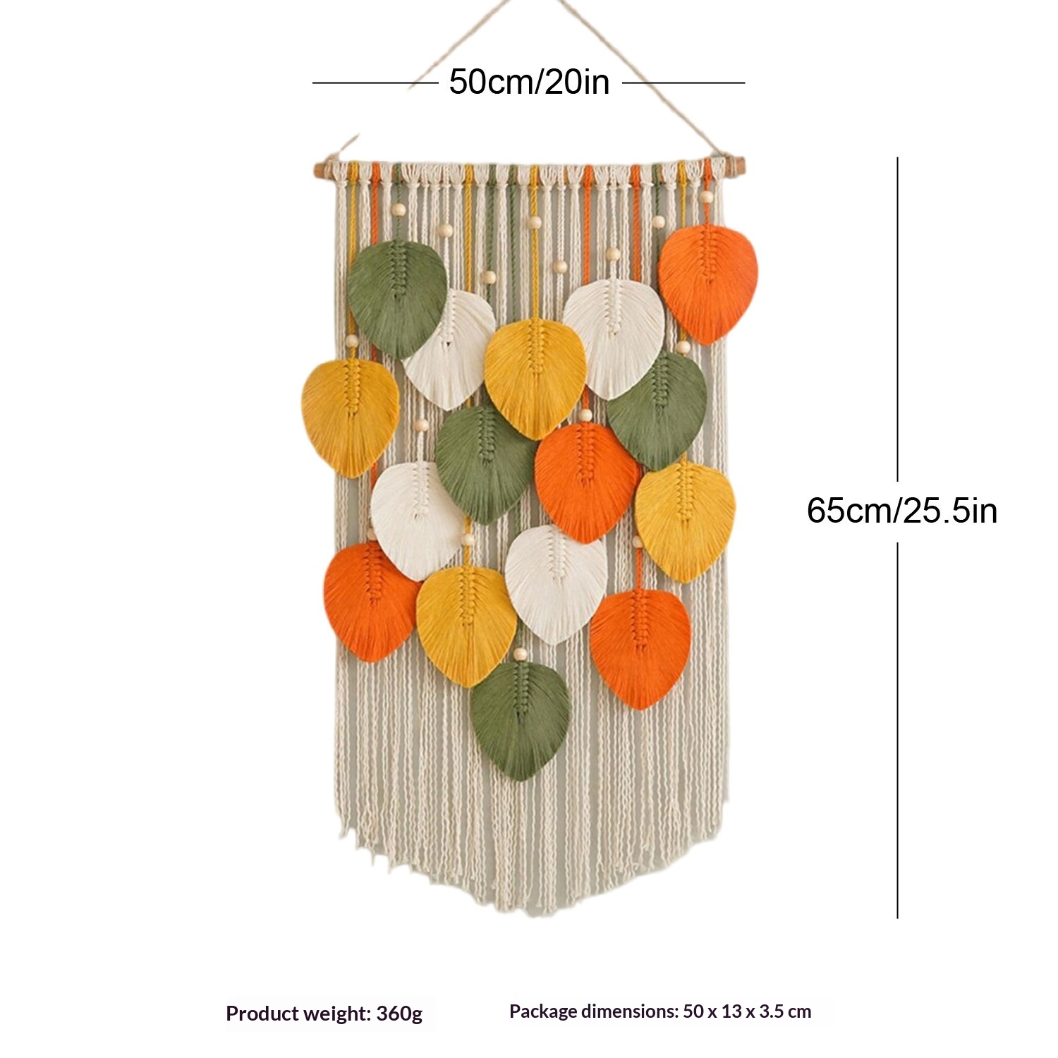 Handwoven Leaf Wall Hanging Tapestry, picture 5 of 5