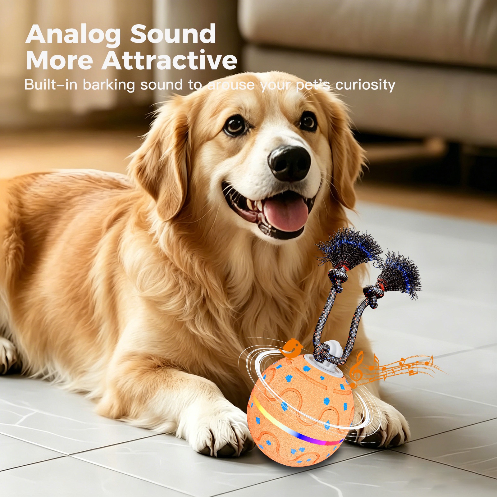 Smart ETPU Pet Toy Ball With Sound Light And Leash Powered By Electricity