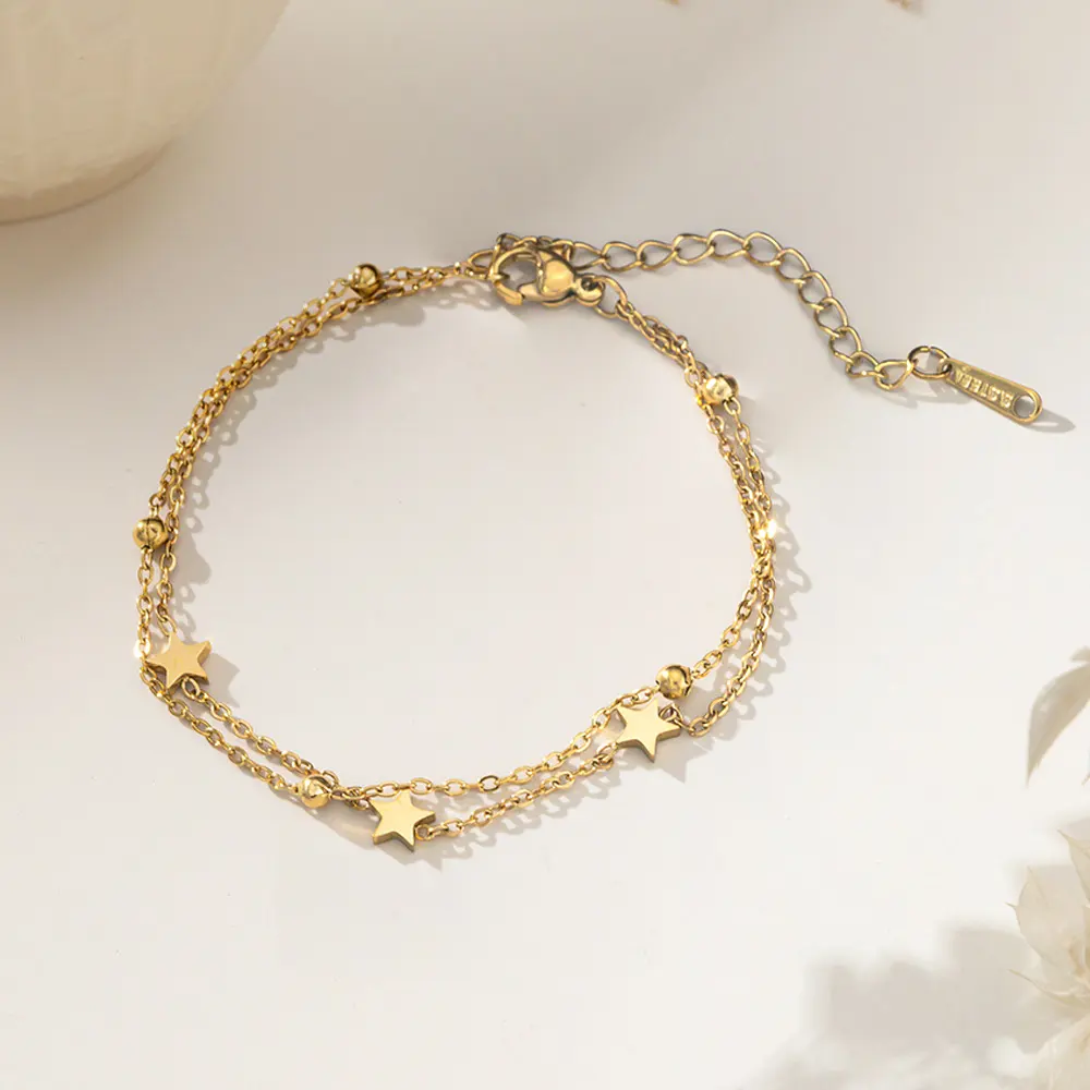 Women's 18K Gold-Toned Titanium Steel Anklet with a Luxurious