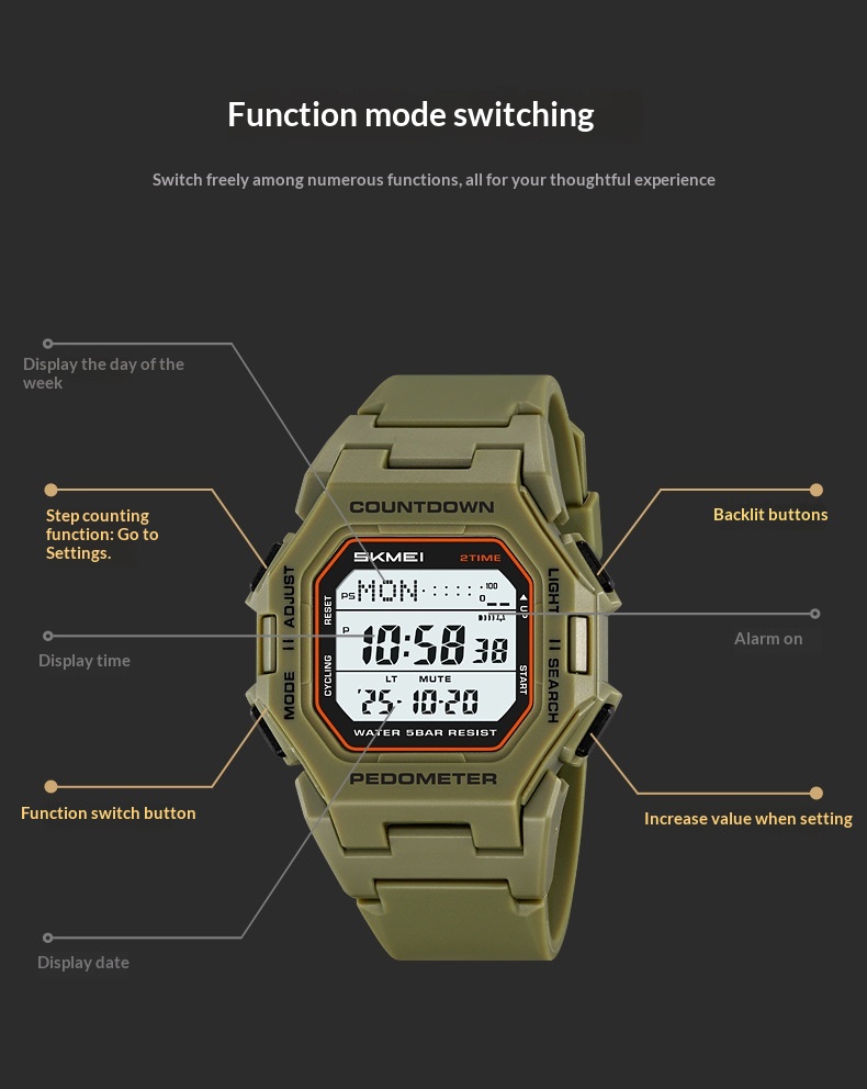 Skmei 2596 Trendy Digital watch for men 49mm dial