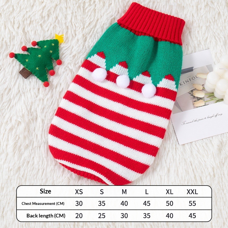 Pet Clothes Small And Medium-sized Dog Christmas Santa Knitted Sweater Three Goals At Christmas XS