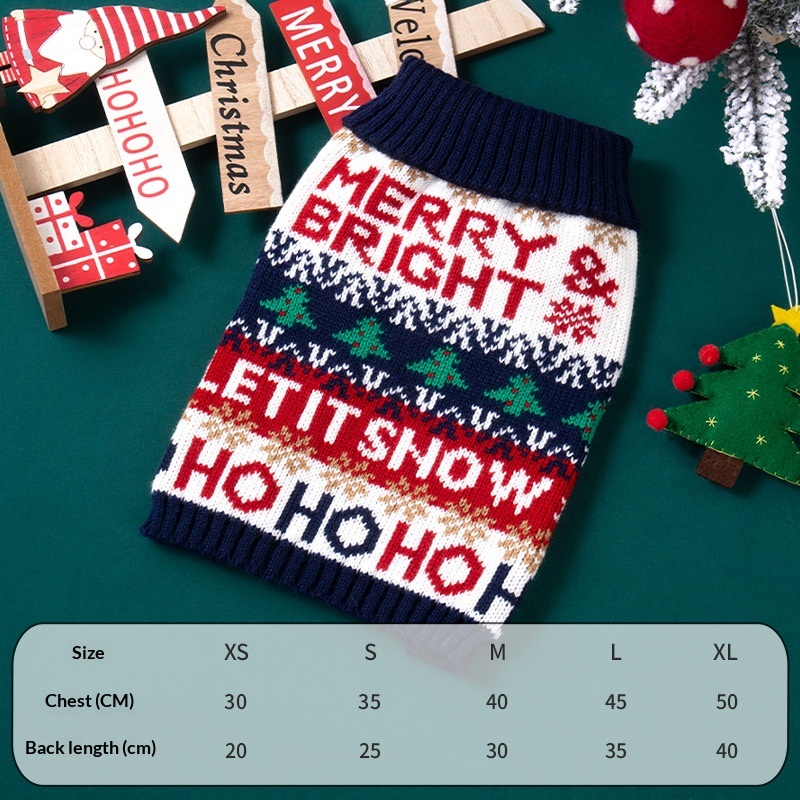 Pet Clothes Small And Medium-sized Dog Christmas Santa Knitted Sweater HOHO Christmas Edition XS