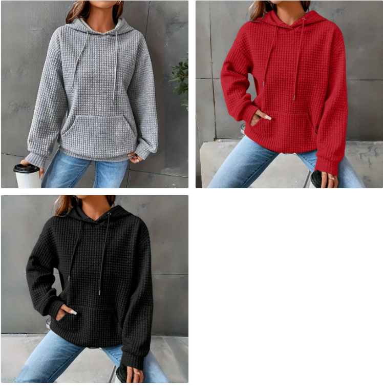 Women's Loose Fitting Hooded Long Sleeved Sweatshirt image 12
