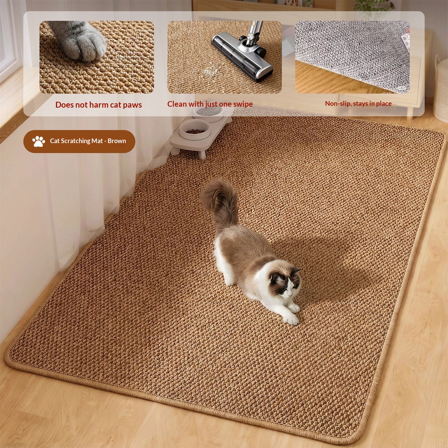 Simple, Faux Sisal Carpetpet-friendly Floor Mat That Protects Against Cat Claws Camel Brown 30X40cm