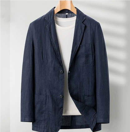 Summer Solid Color Linen Men's Spring Youth Slim Fit Fashion Casual Jacket — image 7 of 7