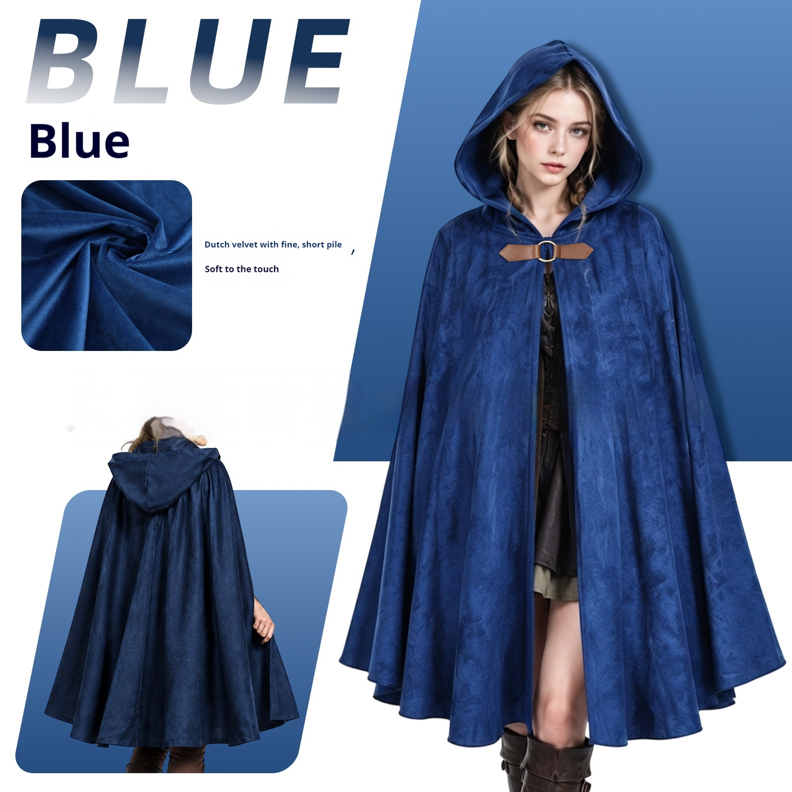 Women's Dutch Velvet Medieval Vintage Hooded Cloak — product photo 8