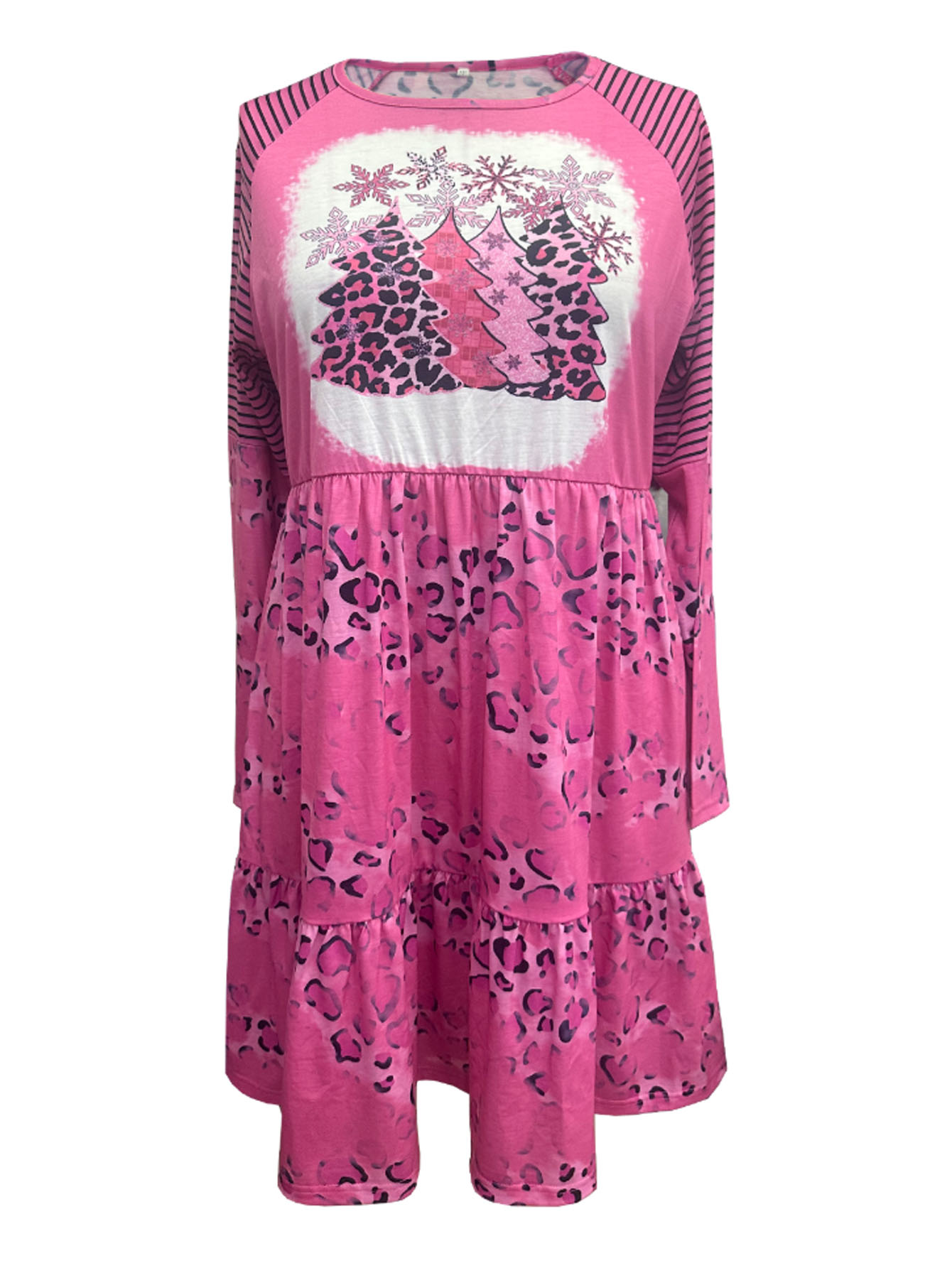 Plus Size Christmas Tree Tiered Knit Dress — product details and sizing image 2