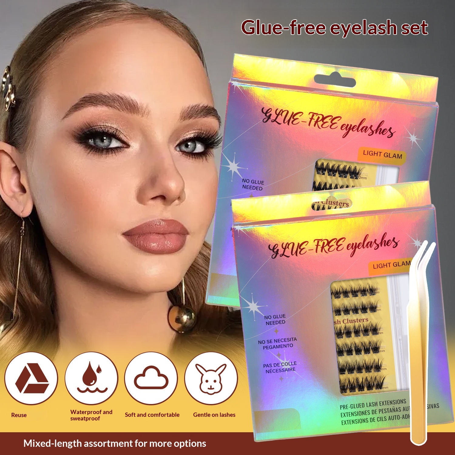 5D Three-dimensional Voluminous Self-adhesive Segmented Eyelashes