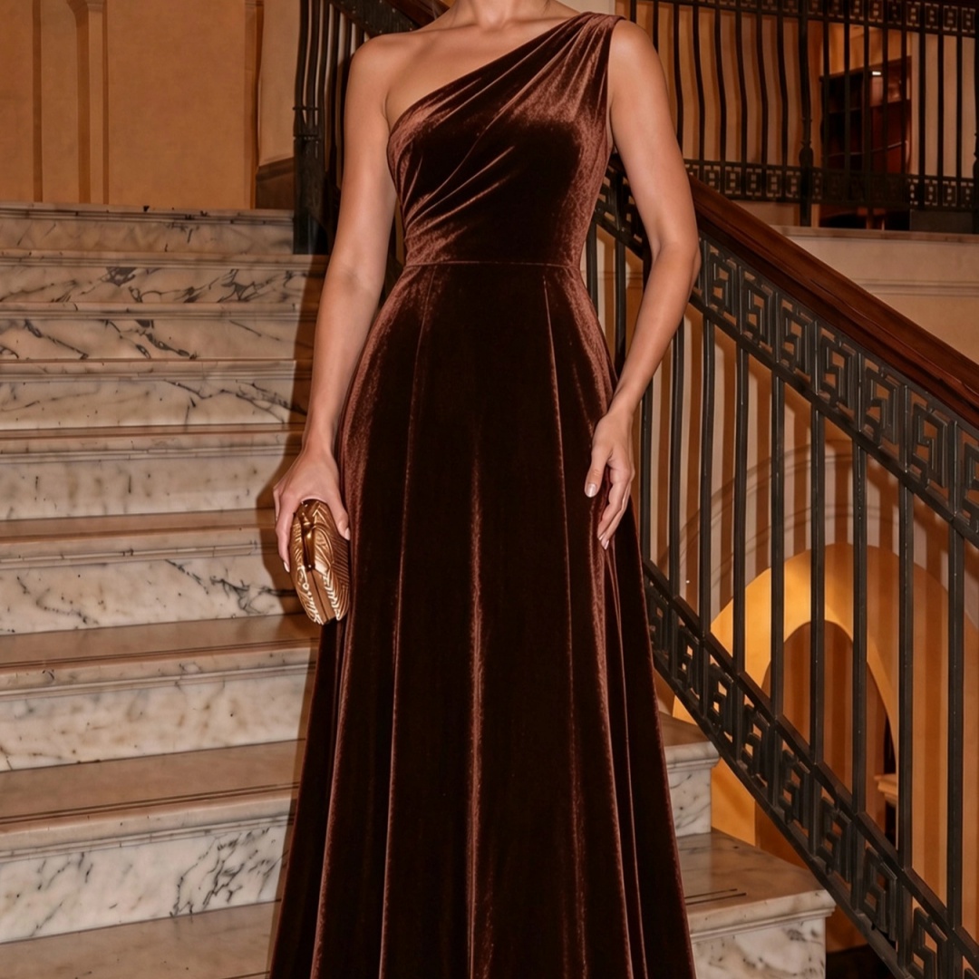 Women's Solid-color Elegant Velvet Dress