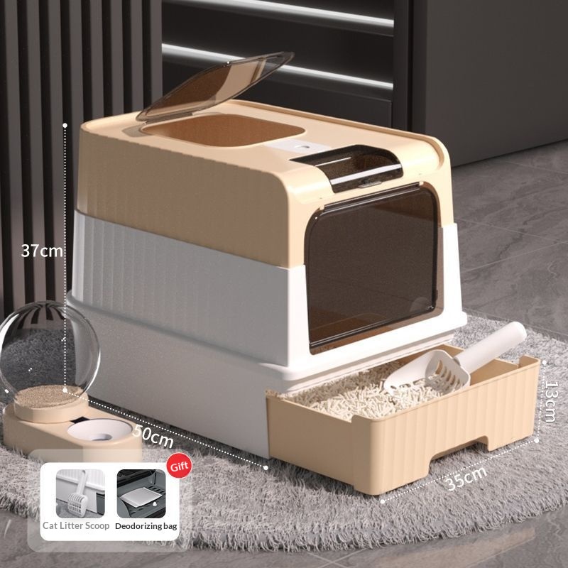 Fully Enclosed Cat Litter Box For Pets Pink Common Style