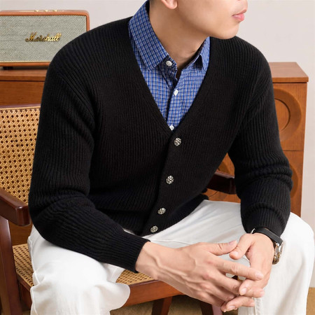 Ribbed V-Neck Cardigan