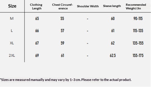 Men's Loose-Fit Long-Sleeve T-Shirt - size chart M to 2XL
