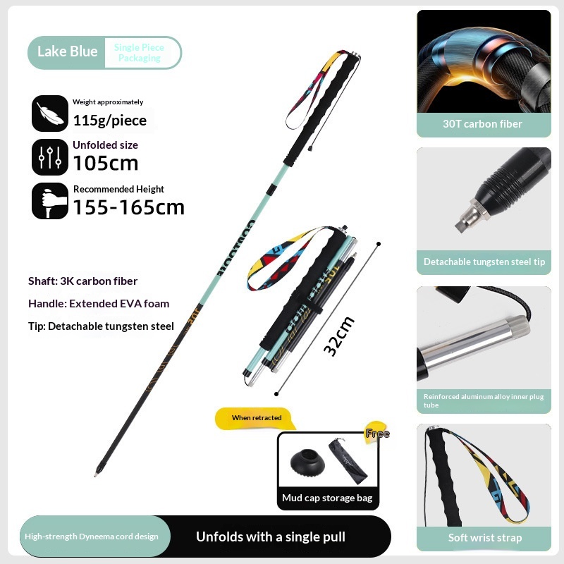 Hiking Poles Walking Sticks Ultra-light Carbon Fiber