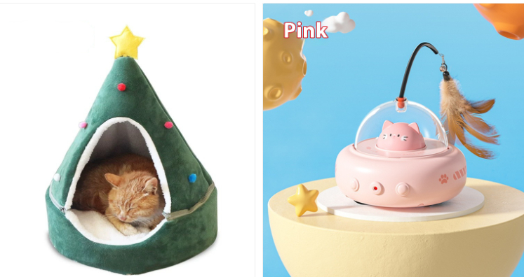 Smart Teaser Cat Toy Electric UFO Cat Teaser Stick With Bell Training Pet Toys Replaceable Feather Interactive Cat Supplies Pet Supplies Pets Products Set1