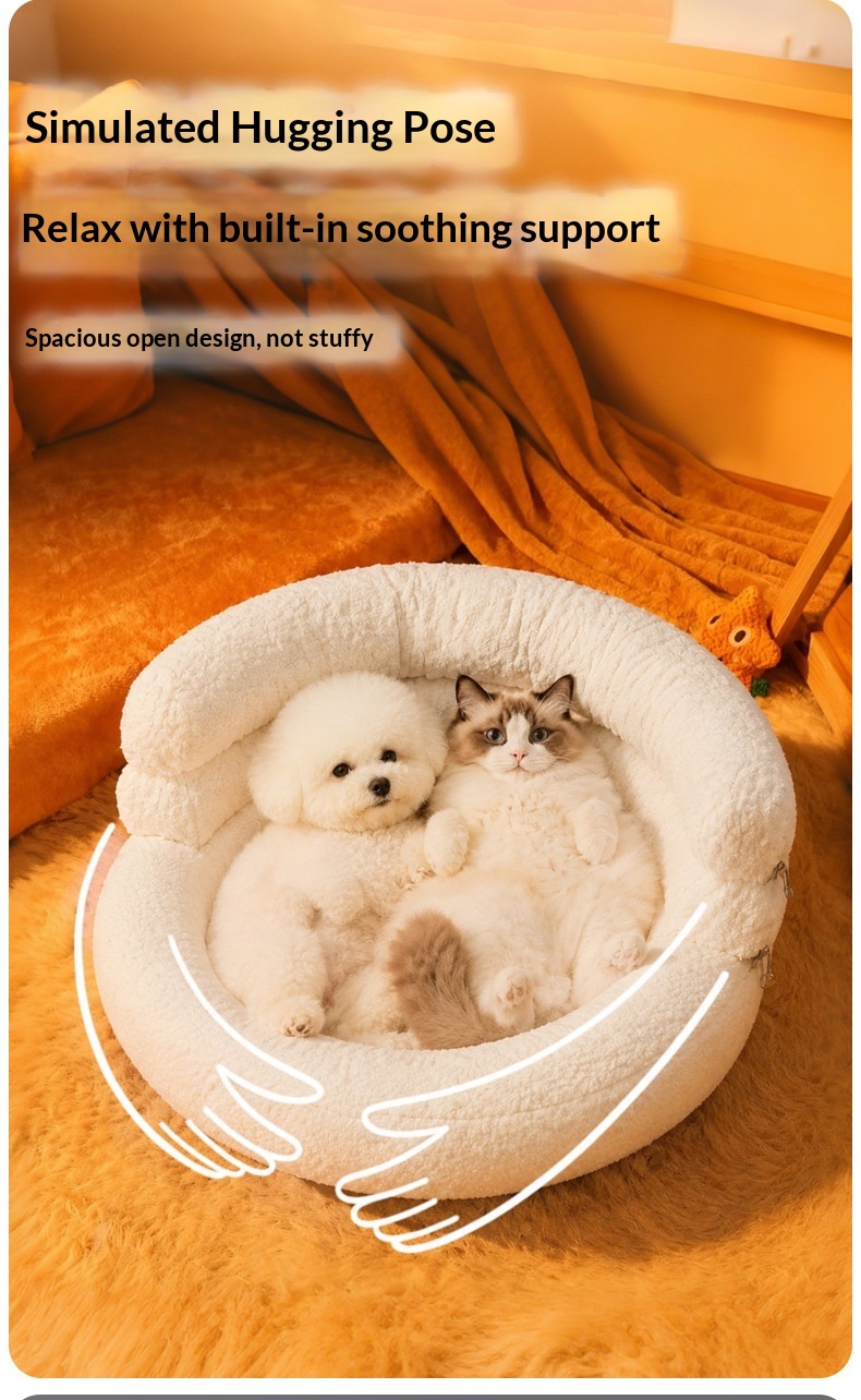 Soft And Fluffy Loop-pile Pet Sofa Bed Cat And Dog Kennel detail photo 14