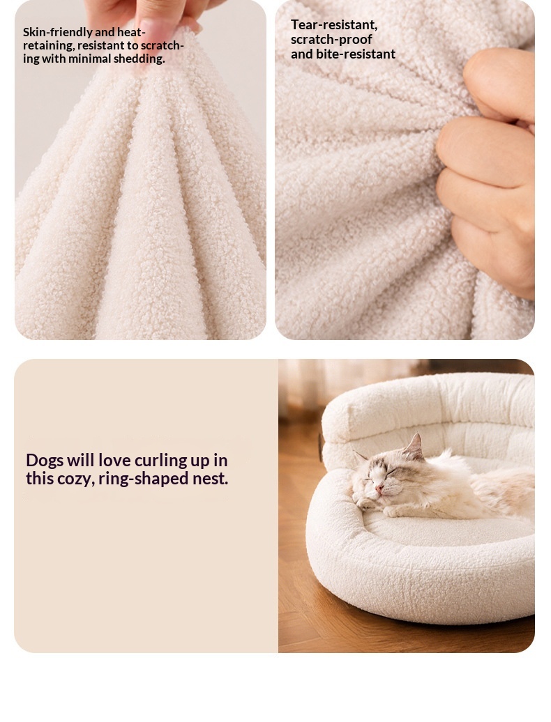Soft And Fluffy Loop-pile Pet Sofa Bed Cat And Dog Kennel detail photo 5