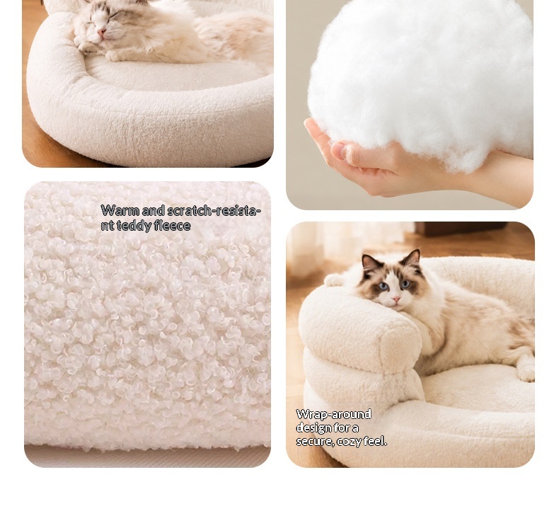 Soft And Fluffy Loop-pile Pet Sofa Bed Cat And Dog Kennel detail photo 3