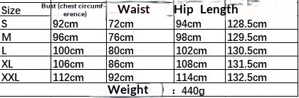 Sleeveless open-back pleated A-line dress size chart with bust, waist, hips and length in centimetres