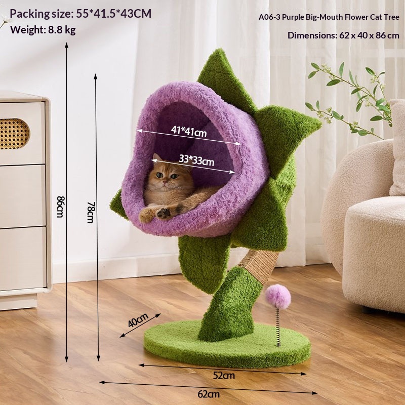 Big-Mouth Flower Carnivorous Plant Cat Climbing Frame Purple 62x40x86cm