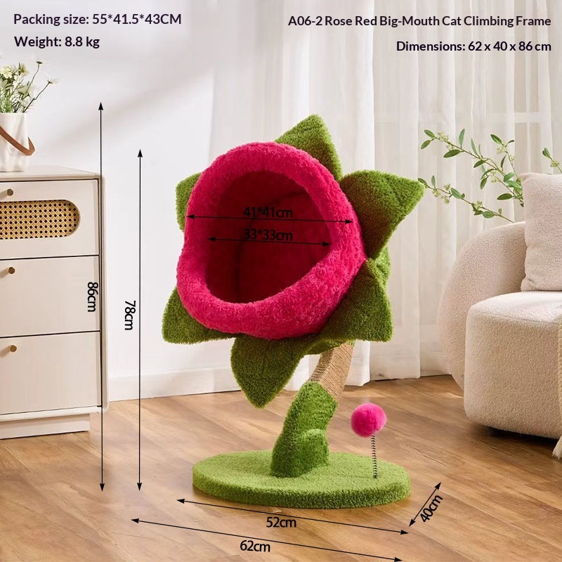 Big-Mouth Flower Carnivorous Plant Cat Climbing Frame Rose Red 62x40x86cm