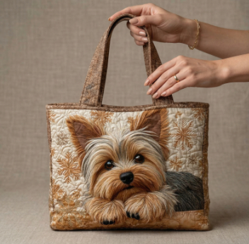 Digital Print Quilted Embroidery Tote Commuter Casual Bag
