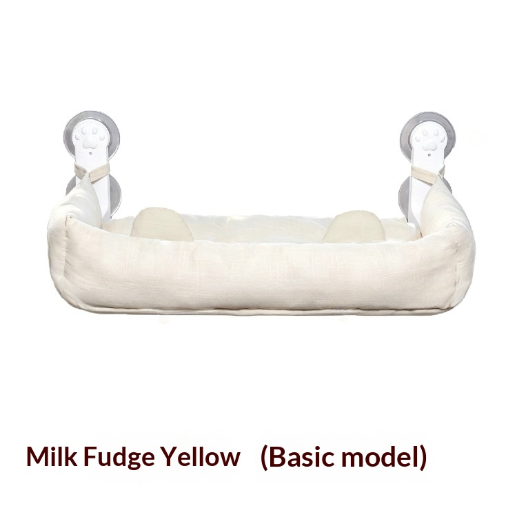 Powerful Suction-cup No-drill Foldable Cat Hammock S Milk Fufu Yellow Base