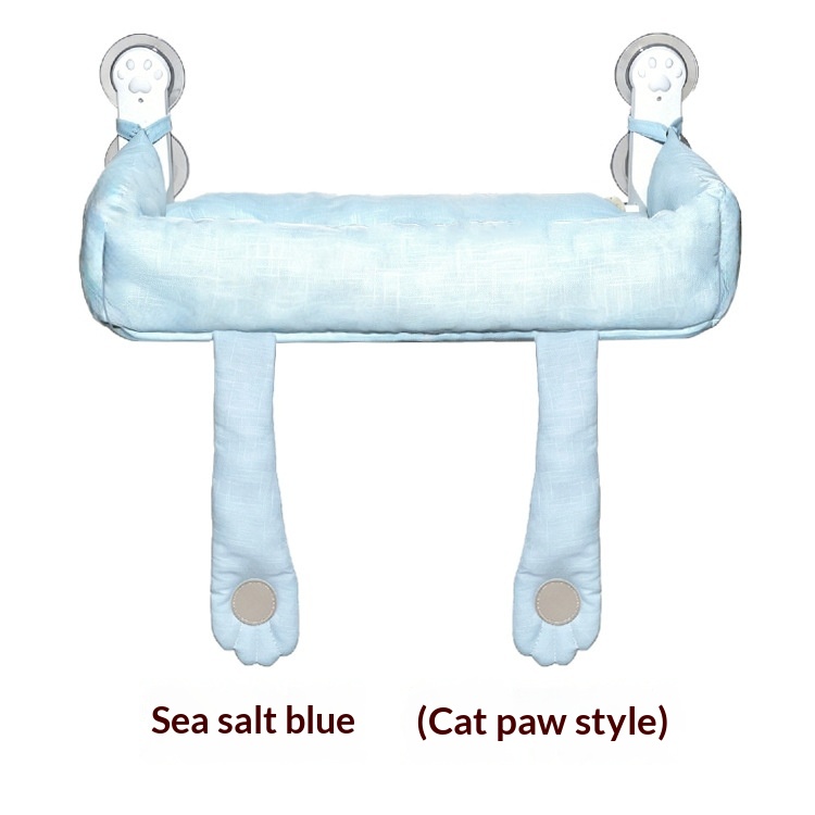 Powerful Suction-cup No-drill Foldable Cat Hammock S Sea Salt Blue Cat Paw