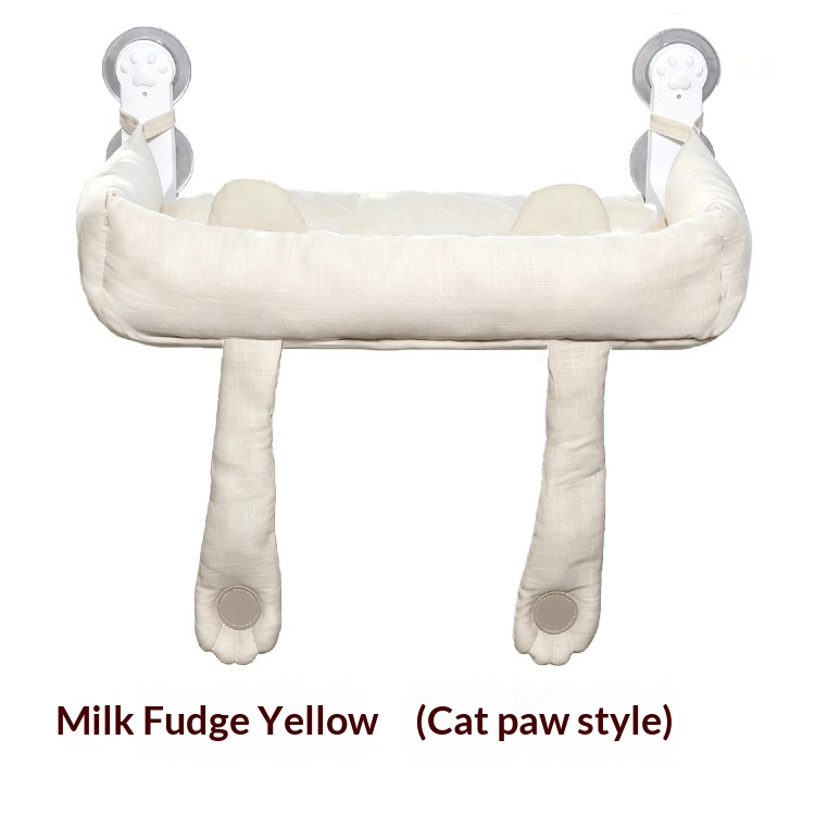 Powerful Suction-cup No-drill Foldable Cat Hammock S Milk Fufu Yellow Cat Paw