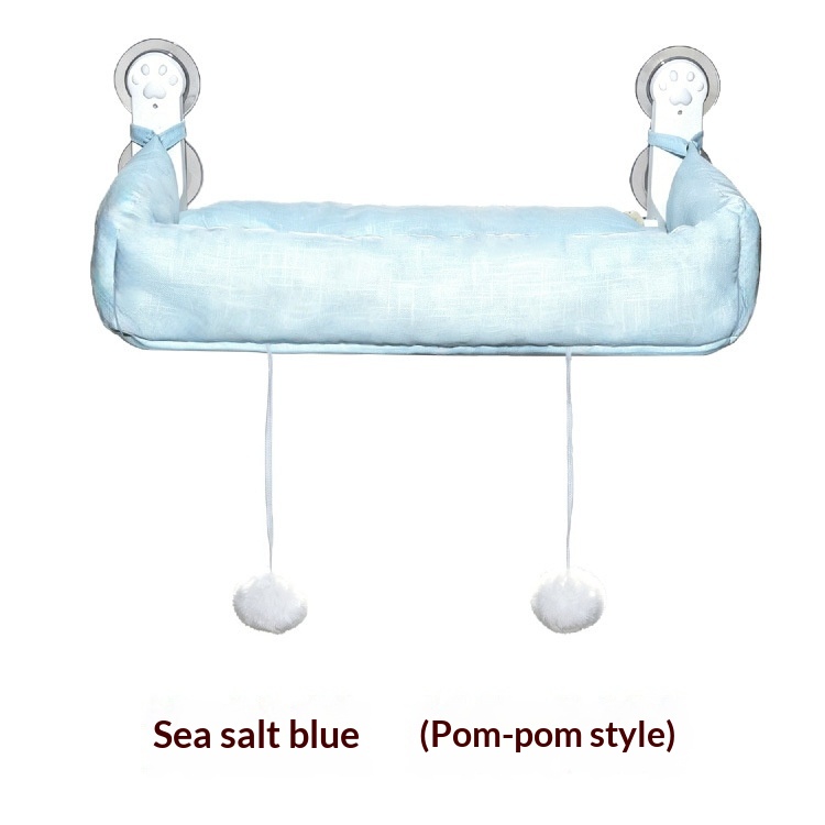Powerful Suction-cup No-drill Foldable Cat Hammock S Sea Salt Blue Velvet