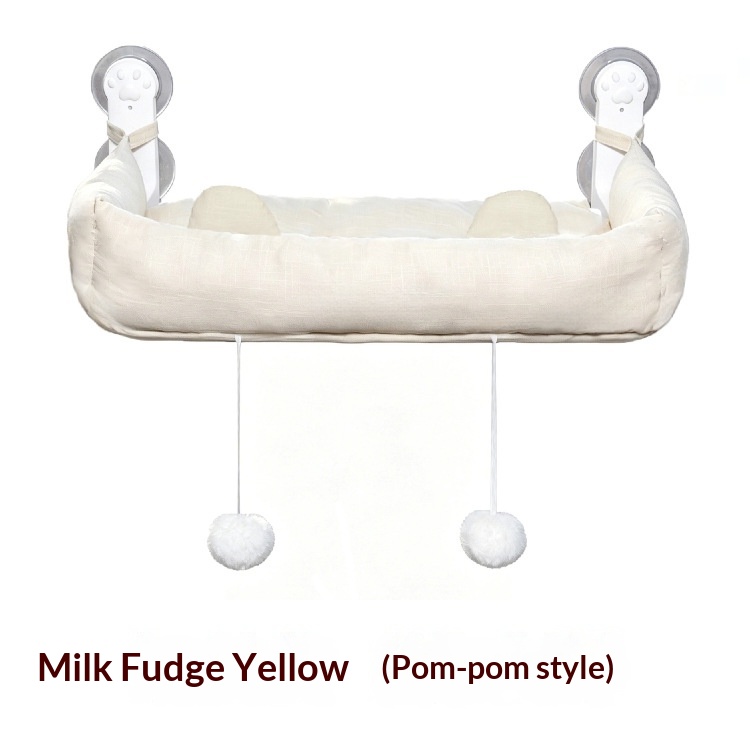 Powerful Suction-cup No-drill Foldable Cat Hammock S Milk Fufu Yellow Fluff
