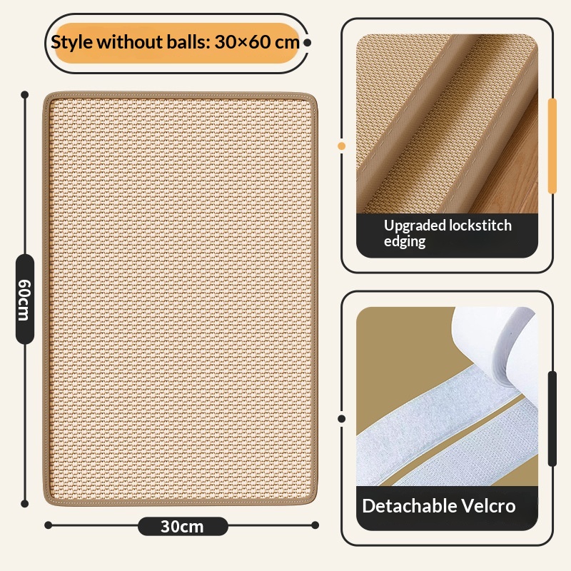 Wall-mounted Wear-resistant Cat Toy 30×60cm Sisal Mat Cat Scratch Board