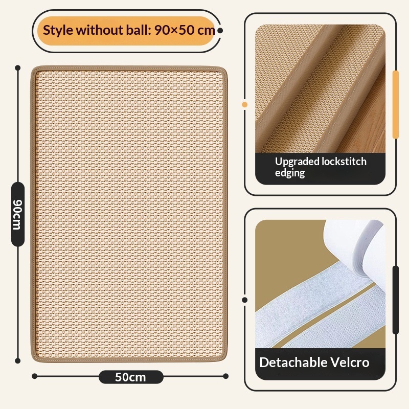 Wall-mounted Wear-resistant Cat Toy 50×90cm Sisal Mat Cat Scratch Board