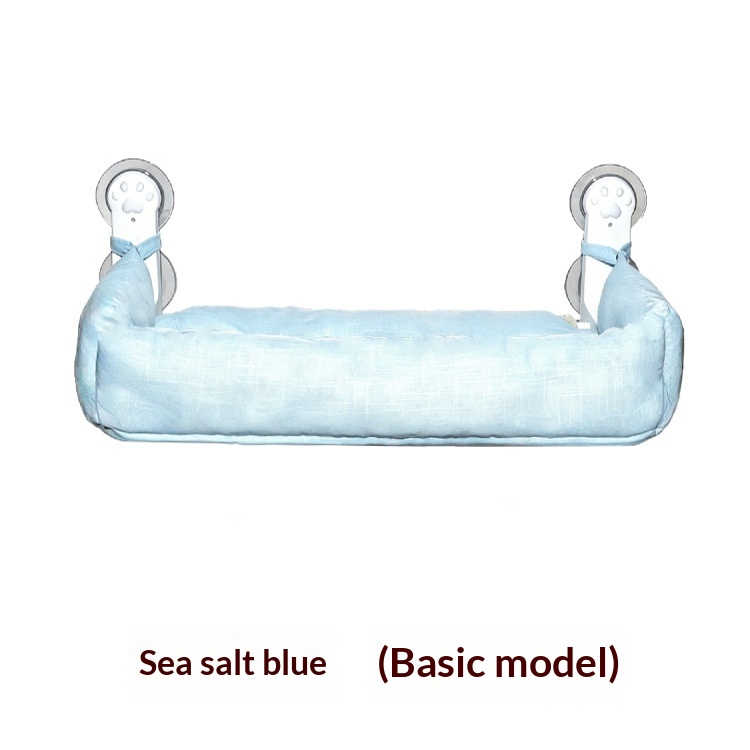 Powerful Suction-cup No-drill Foldable Cat Hammock S Sea Salt Blue Base