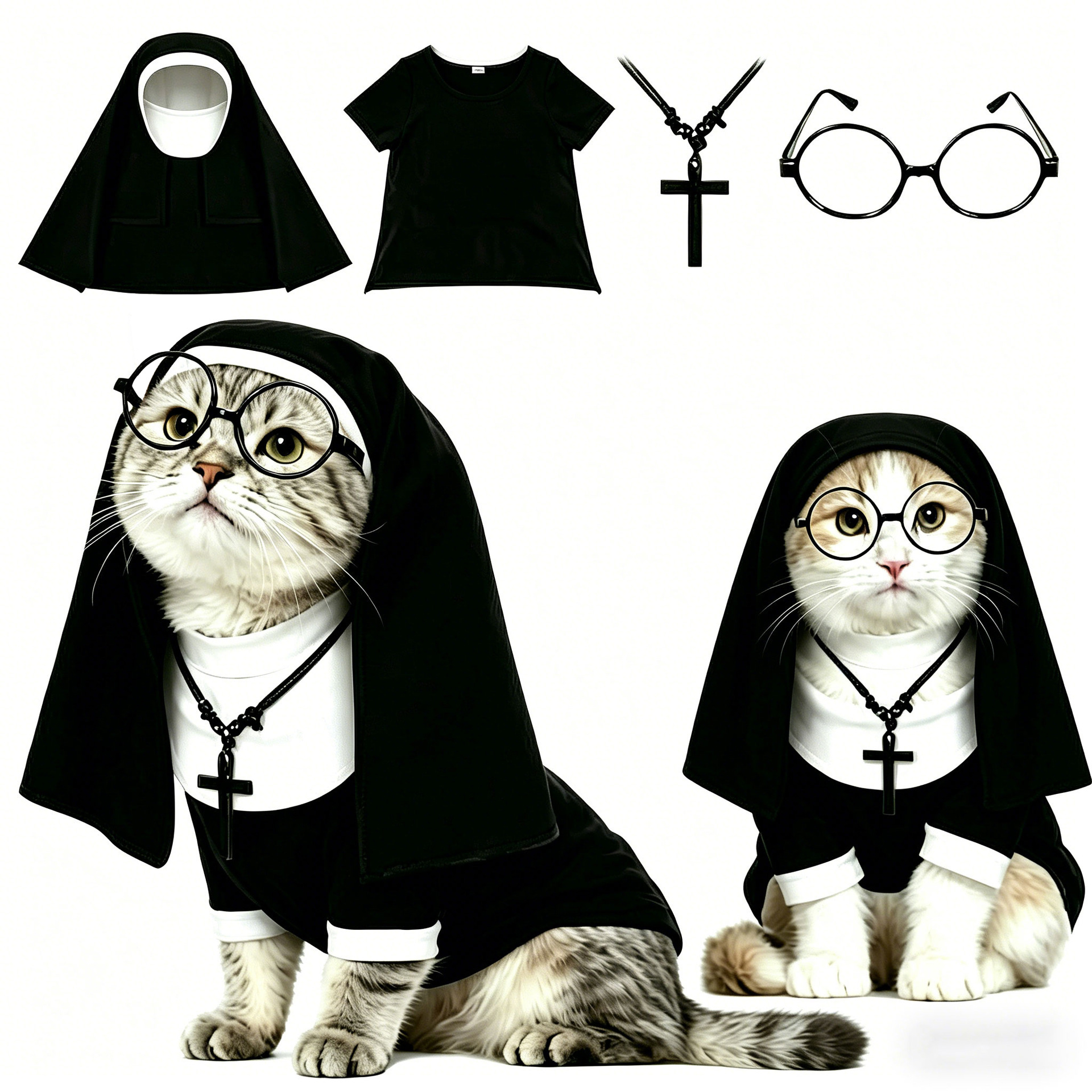 Halloween Fatal Doll Dog Costume Outfit Nun suit 2 S
