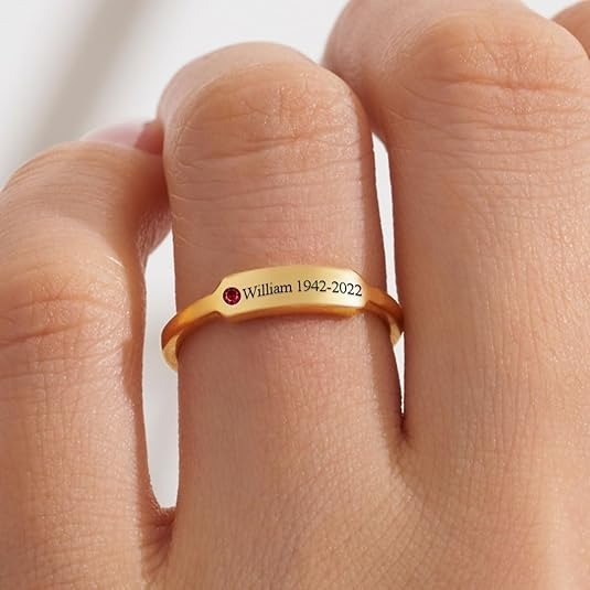 Personalized Birthday Stone Lettering Ring For Men And Women