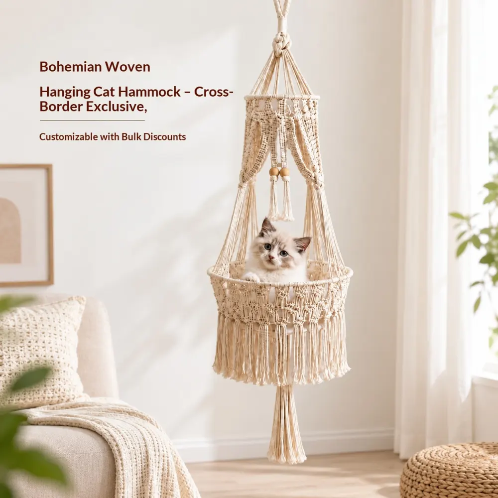 Handwoven Cat Hammock Cat Bed Feline Resting Basket