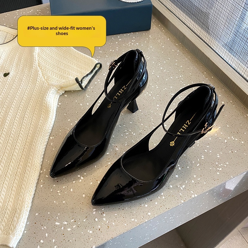 Plus-size Pointed-toe Stiletto Heels With A Single Buckle
