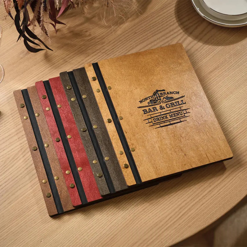 Retro Wooden Menu Display Book