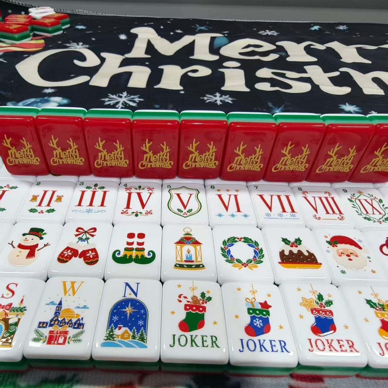 Acrylic holiday commemorative mahjong set (new christmas)